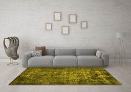 Machine Washable Oriental Yellow Industrial Rug in a Living Room, wshurb1089yw