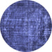 Round Oriental Blue Industrial Rug, urb1089blu