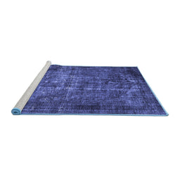 Sideview of Machine Washable Oriental Blue Industrial Rug, wshurb1089blu