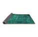 Sideview of Oriental Turquoise Industrial Rug, urb1089turq