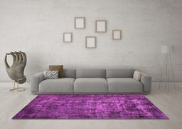 Machine Washable Oriental Pink Industrial Rug in a Living Room, wshurb1089pnk