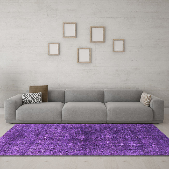 Machine Washable Oriental Purple Industrial Area Rugs in a Living Room, wshurb1090pur