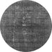 Round Machine Washable Oriental Gray Industrial Rug, wshurb1090gry