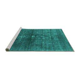 Sideview of Machine Washable Oriental Turquoise Industrial Area Rugs, wshurb1090turq