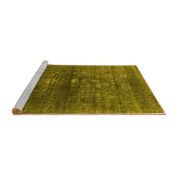 Sideview of Machine Washable Oriental Yellow Industrial Rug, wshurb1090yw