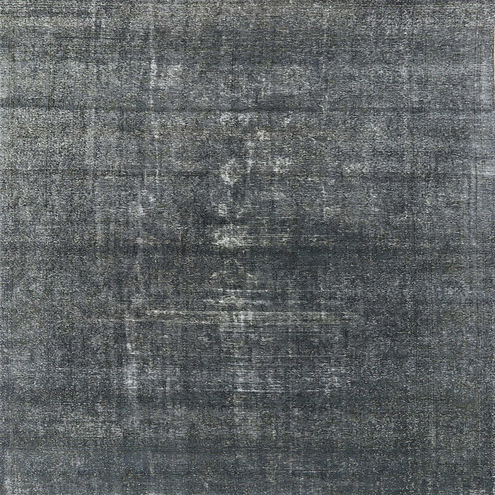 Square Mid-Century Modern Charcoal Blue Oriental Rug, urb1090