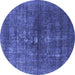 Round Oriental Blue Industrial Rug, urb1090blu