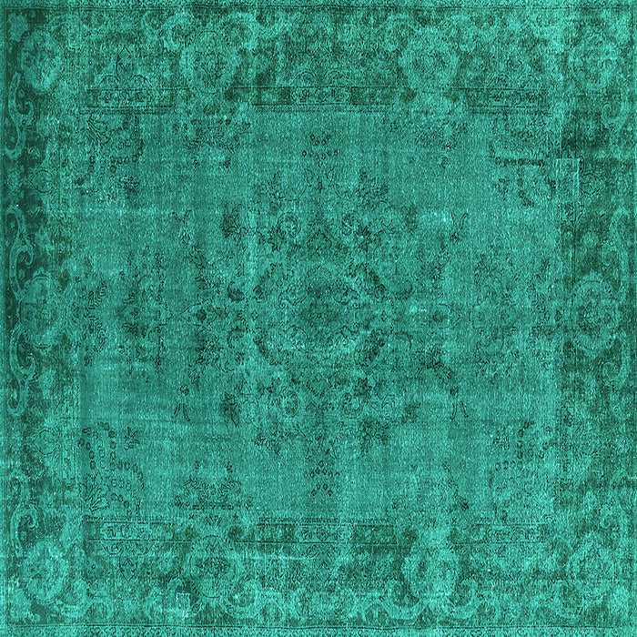 Square Machine Washable Oriental Turquoise Industrial Area Rugs, wshurb1091turq