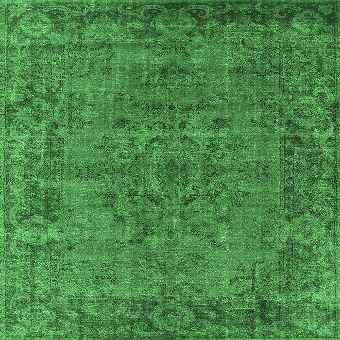 Square Machine Washable Oriental Emerald Green Industrial Area Rugs, wshurb1091emgrn