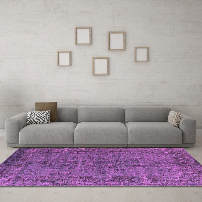Machine Washable Oriental Pink Industrial Rug in a Living Room, wshurb1091pnk