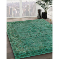 Mid-Century Modern Mint Green Oriental Rug, urb1091