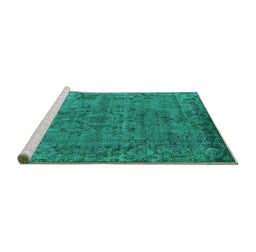 Sideview of Machine Washable Oriental Turquoise Industrial Area Rugs, wshurb1091turq