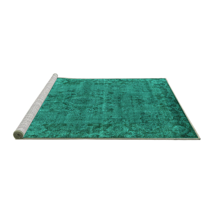 Sideview of Machine Washable Oriental Turquoise Industrial Area Rugs, wshurb1091turq