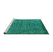 Sideview of Machine Washable Oriental Turquoise Industrial Area Rugs, wshurb1091turq