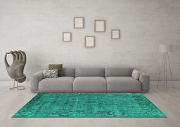 Machine Washable Oriental Turquoise Industrial Area Rugs in a Living Room,, wshurb1091turq