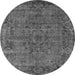 Round Machine Washable Oriental Gray Industrial Rug, wshurb1091gry