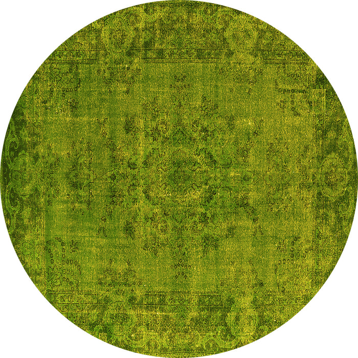 Round Oriental Yellow Industrial Rug, urb1091yw