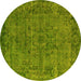 Round Oriental Yellow Industrial Rug, urb1091yw