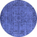 Round Oriental Blue Industrial Rug, urb1091blu