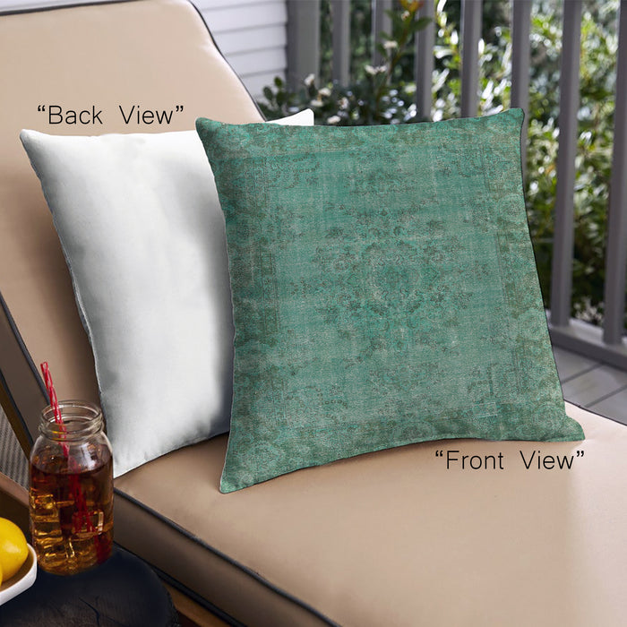 Front View of Mid-Century Modern Urban Square Mint Green Throw Pillow, 18 inch by 18 inch, pwurb1091