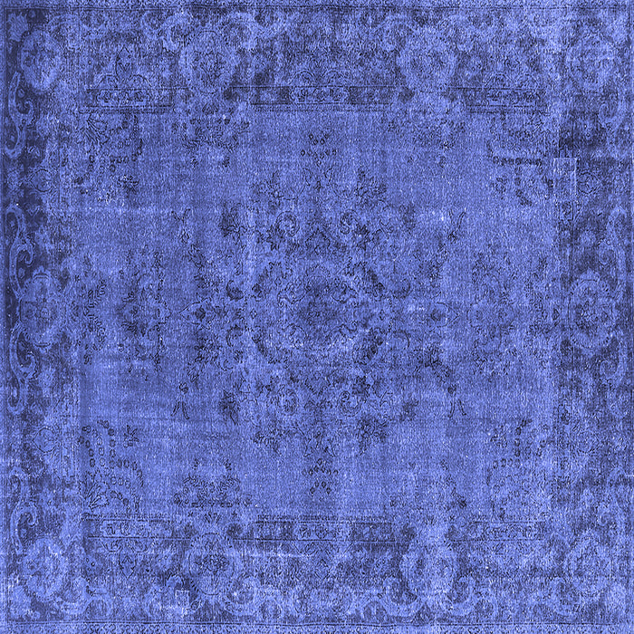 Square Machine Washable Oriental Blue Industrial Rug, wshurb1091blu