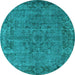 Round Oriental Light Blue Industrial Rug, urb1091lblu