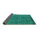 Sideview of Oriental Turquoise Industrial Rug, urb1091turq