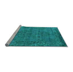 Sideview of Machine Washable Oriental Light Blue Industrial Rug, wshurb1091lblu