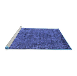 Sideview of Machine Washable Oriental Blue Industrial Rug, wshurb1091blu