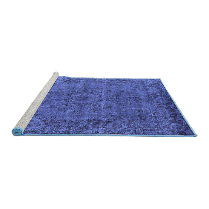 Sideview of Machine Washable Oriental Blue Industrial Rug, wshurb1091blu