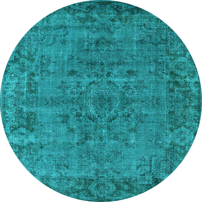 Round Machine Washable Oriental Light Blue Industrial Rug, wshurb1091lblu