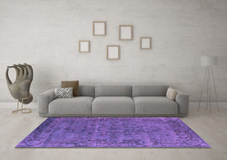 Machine Washable Oriental Purple Industrial Area Rugs in a Living Room, wshurb1091pur