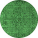 Round Oriental Emerald Green Industrial Rug, urb1091emgrn