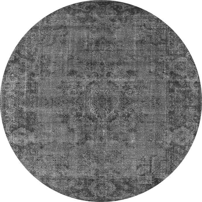 Round Oriental Gray Industrial Rug, urb1091gry