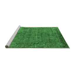 Sideview of Machine Washable Oriental Emerald Green Industrial Area Rugs, wshurb1091emgrn