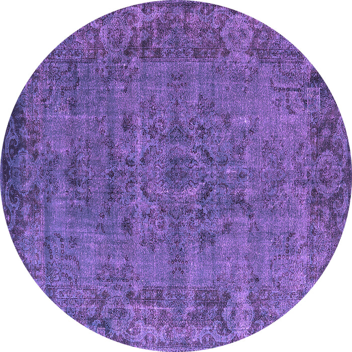 Round Machine Washable Oriental Purple Industrial Area Rugs, wshurb1091pur