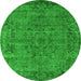 Round Oriental Green Industrial Rug, urb1091grn