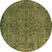 Round Oriental Brown Industrial Rug, urb1091brn