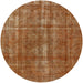 Round Mid-Century Modern Mahogany Brown Oriental Rug, urb1092