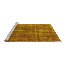 Sideview of Machine Washable Oriental Yellow Industrial Rug, wshurb1092yw