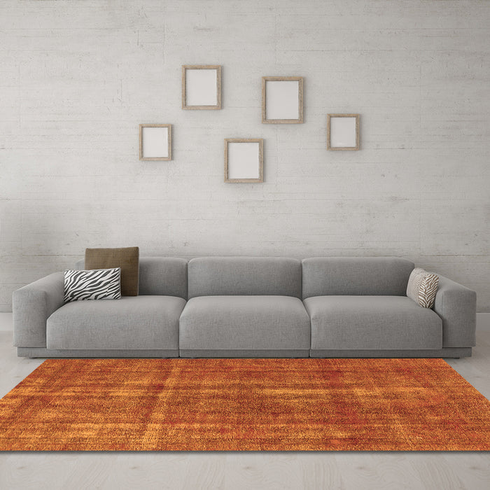 Machine Washable Oriental Orange Industrial Area Rugs in a Living Room, wshurb1092org
