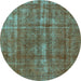 Round Oriental Light Blue Industrial Rug, urb1092lblu