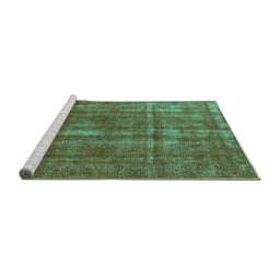 Sideview of Machine Washable Oriental Turquoise Industrial Area Rugs, wshurb1092turq