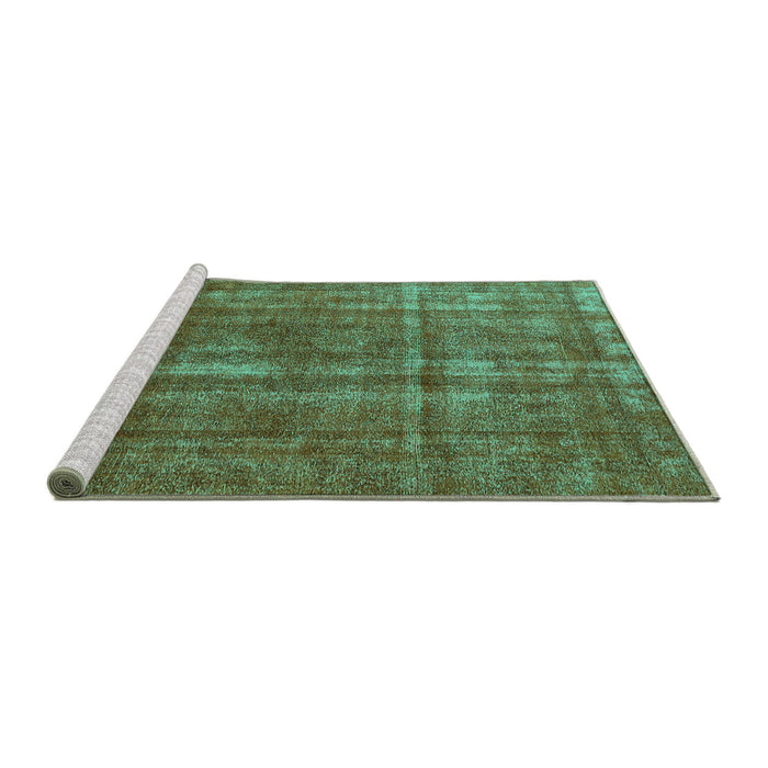 Sideview of Machine Washable Oriental Turquoise Industrial Area Rugs, wshurb1092turq