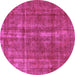 Round Machine Washable Oriental Pink Industrial Rug, wshurb1092pnk