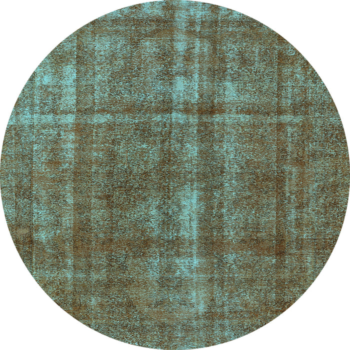 Round Machine Washable Oriental Light Blue Industrial Rug, wshurb1092lblu