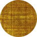 Round Oriental Yellow Industrial Rug, urb1092yw