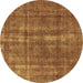 Round Oriental Brown Industrial Rug, urb1092brn