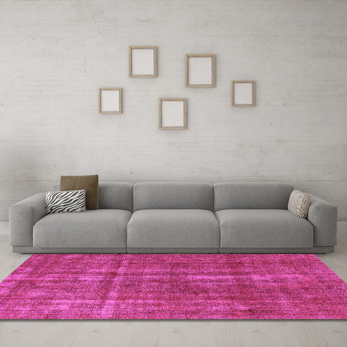 Machine Washable Oriental Pink Industrial Rug in a Living Room, wshurb1092pnk