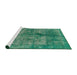 Sideview of Machine Washable Industrial Modern Sea Green Rug, wshurb1093